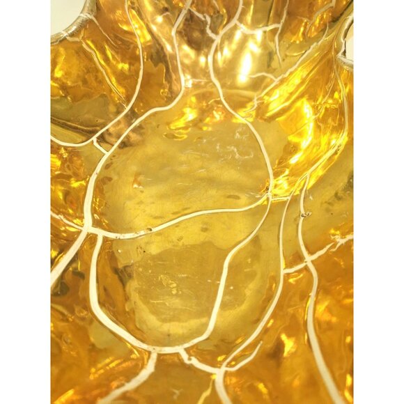 Vintage Gold Wavy Edge Display Dish - Italian Style Art Pottery - Picture 3 of 8